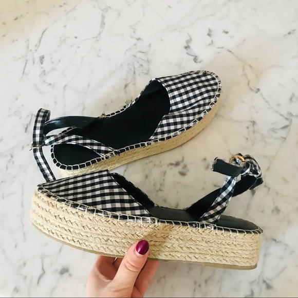 NEW Gingham platform sandals Size 6.5 - Picture 4 of 8